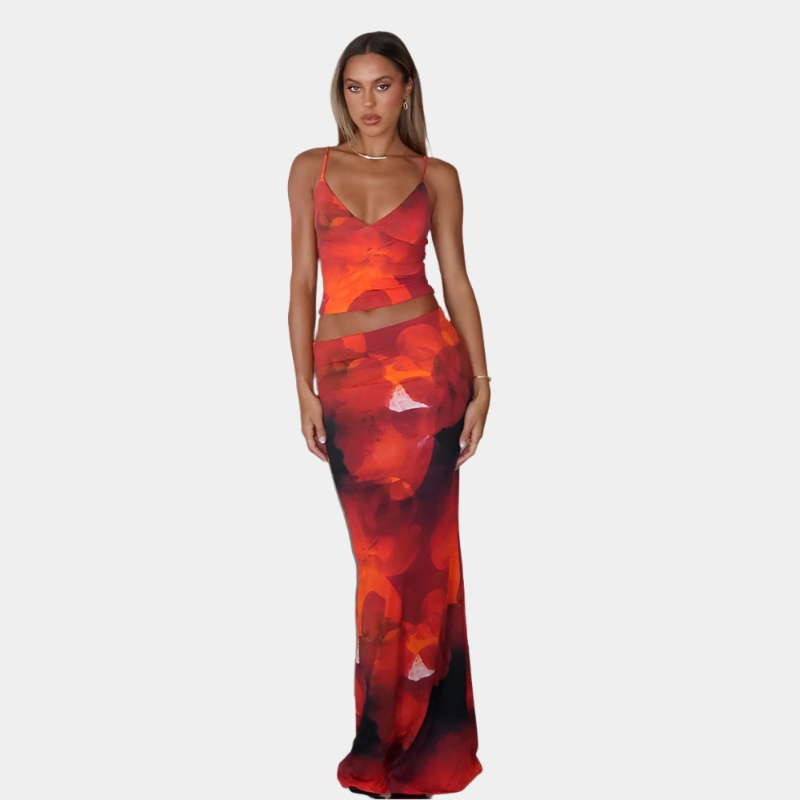 סט גופייה אלגנטית וחצאית