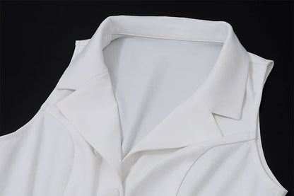 סט חצאית ומכופתרת צווארון וי