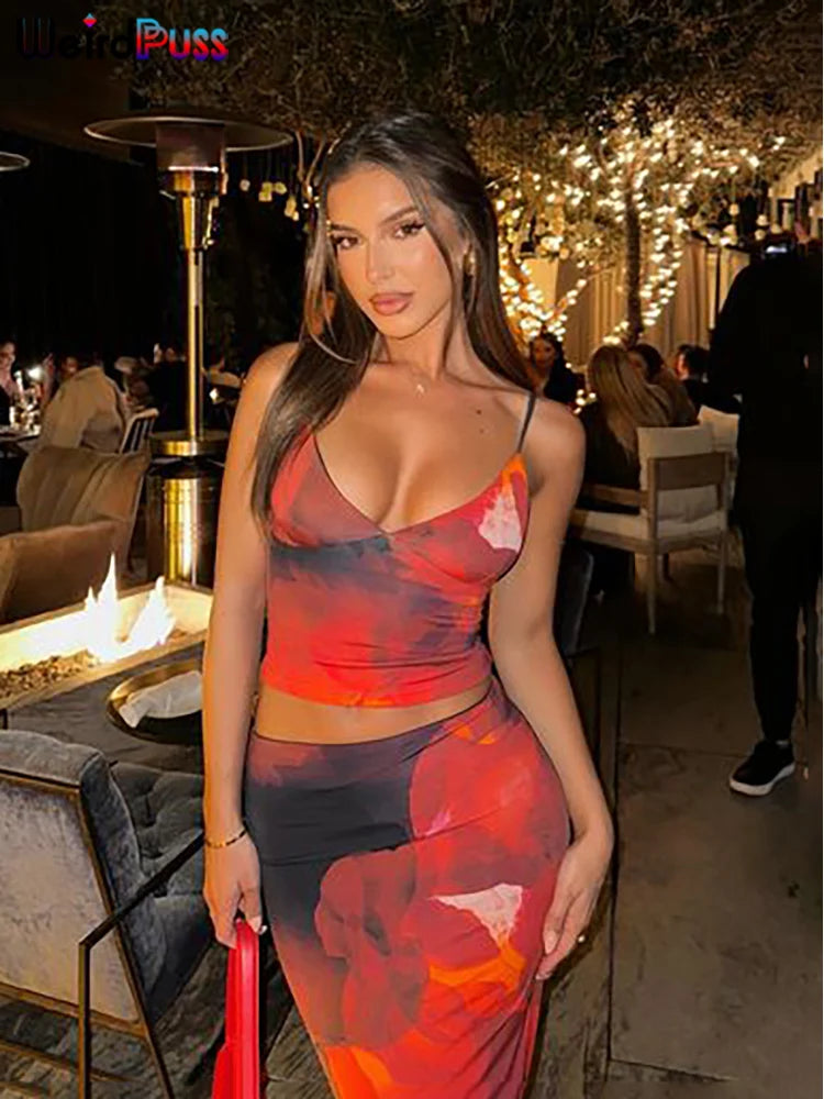 סט גופייה אלגנטית וחצאית